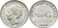 1/10 guldenu 1944 D      "R"     KM 43    Ag 640  1