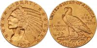 5 Dolar 1909 D - hlava indiána