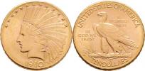 10 Dolar 1910 D - hlava mladého indiána