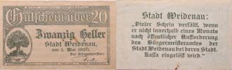 Vidnava (Weidenau) - 20 Heller 1.5.1920