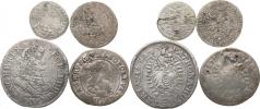 Konvolut 4 ks Ag mincí (XV kr. 1691 KB; VI kr. 1672 KB; 3 kr 1696