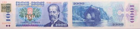 1000 Kčs 1985 - kolek lepený
