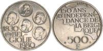 500 Francs 1980 - 150. výr. nezávislosti  BELGIQUE      KM 161a