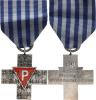 Kříž "WIEZNIOM HITLEROWCH OBOZÓW KONCENTRACYJNYCH" PRL 1939-1945 postříbřený bronz +stuha