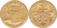 Hamburg - 2.5 dukátová medaile 1965 - loď v přístavu