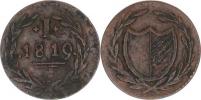 1 Pfennig "Judenpfennig" 1819 Cu token 18 mm KM Tn5; JuF 1997a