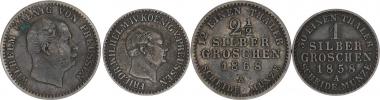 1 Silber groschen 1858 A KM 462 Wilhelm - 2 1/2 Silber groschen 1868 A 2 ks