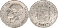 2 Pesetas 1882 MS-M        Ag 835  10 g     Cr.76;  KM 678