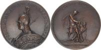 Medaile 1813 podle modelu hraběte Tolstého - Bitva u Kulm (Chlum ce - voják v přilbici s oštěpem a štítem zleva / voják v brnění s mečem poráží nepřítele sign.: KAE 1836 Cu patin. galva no 65 mm 177