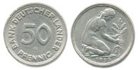 50 Pfennig 1950 G - Bank Deutscher Länder   "RR"  KM 104
