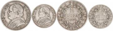 1 Lira 1868 R rok XXIII; +10 Soldi 1868 R rok XXII 2 ks