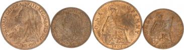 1/2 Pennny 1899; +1 Penny 1901 KM 789