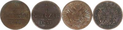 1/4 kr. 1851 A; +1/4 kr. 1851 B         "R"        2 ks