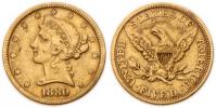 5 Dolar 1880 - hlava Liberty