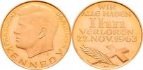 J.F.Kennedy - dukátová úmrtní medaile 22.XI.1963 -