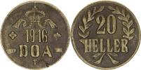 20 Heller 1916 T - mosaz typ: malá koruna