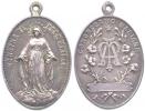 Mariánská družina - Pektorální medaile s latinským textem. A: Pan na Maria Immaculata / R: Mariánský monogram mezi květinami Nové stříbro 29