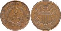 2 Cent 1869 - štít ve věnci