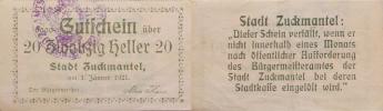 Zlaté Hory (Zuckmantel) - 20 Heller 1.1.1921