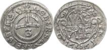 3 Pfennig (Dreier) 1661 CR        KM 445;  Kahnt 440     Ag