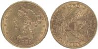 5 Dolar 1886 S - hlava Liberty