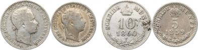 10 kr. 1860 V; +5 kr. 1859 A         "R"        2 ks
