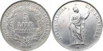 5 Lire 1848 M - krátké konce ratolestí věnce nad letopočtem
