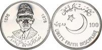 100 Rupees 1976 - Mohammad Ali Jinnah     Ag 925  20