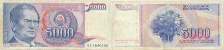 5000 Dinara 1.5. 1985 - Tito    sér. BS             Pick 93