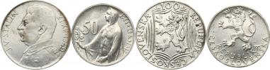 100 Kčs 1949 - Stalin; +50 Kčs 1947 - SNP       2 ks
