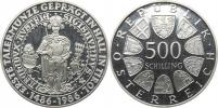 500 Schilling 1986 - 500. výr. ražby tolaru v mincovně Hall     K