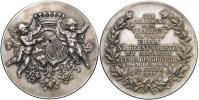 Medaile na sňatek 24.2.1900 na Smíchově. Nápis ve věnci / rodový znak. Bronz postř. 50 mm. n. škr.