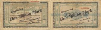 1 0000 Mark 19.IX. 1922 - přetisk na 1 Million Mark  VIII. 1923