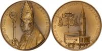 Medaile na založení chrámu sv.Cyrila & Metoda v Hejčíně-Olomouci poprsí arcibisk.vlevo v ornátu / basilka