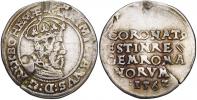 Větší žeton ke korunovaci na římského krále ve Frankfurtu n. M. 30.1.1562. Autor Adam Hartmann. Ag 26 mm. Novák-I/II/C3b. m. o.