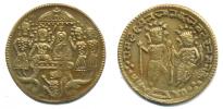 Chrámová mince b.l. - Dvě postavy a opis / Pět postav pod baldach