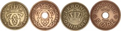 1 Krone 1926 HCN GJ; +5 Öre 1927 HCN GJ 2 ks
