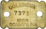 USA - Pennsylvania. Psí známka pro okres Columbia 1958