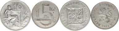 10 Kč 1932; +5 Kč 1929                 2 ks