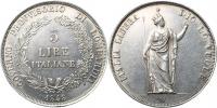5 Lire 1848 M - krátké konce ratolestí věnce nad letopočtem