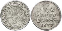 Malý groš 1579 Praha - Gebhart, nad orlem +. HN-4c, opis 6b (.D.G.-.R.)