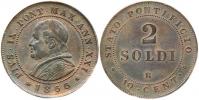 2 Soldi 1866 R rok XXI         KM 1373;  Munt. 59; Berman 3347