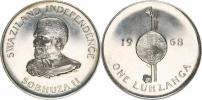 1 Luhlanga 1968 - Sobhuza II. / nezávislost        KM 5   Ag 800