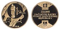 Slovensko, medaile 1Sk 23.1.1993 začátek ražby mincí SR, Au 999,Kremnica, punc,10.7g 