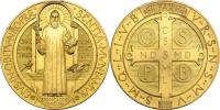 Zlacená pamětní medaile 1880 - stojící svatý Benedikt