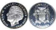 5 Dollars 1972 FM - Norman W. Manley     KM 59    Ag 925   41