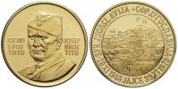 Medaile - Evropa. Jugoslávie. Josip Broz Tito. Portrét, nápisy / město, opis (Jajce 1943 - 1973). Au 0.900 (7,96 g) 24 mm