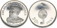 50 Cents 1968 - Sobhuza II. / nezávislost        KM 4  Ag 800  10