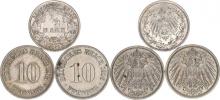 1/2 Mark 1915 A; +10 Pfennig 1915 D