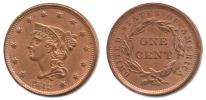 1 Cent 1842 - Braided Hair